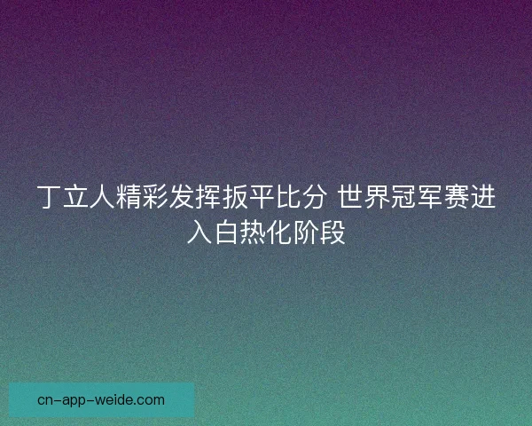 丁立人精彩发挥扳平比分 世界冠军赛进入白热化阶段